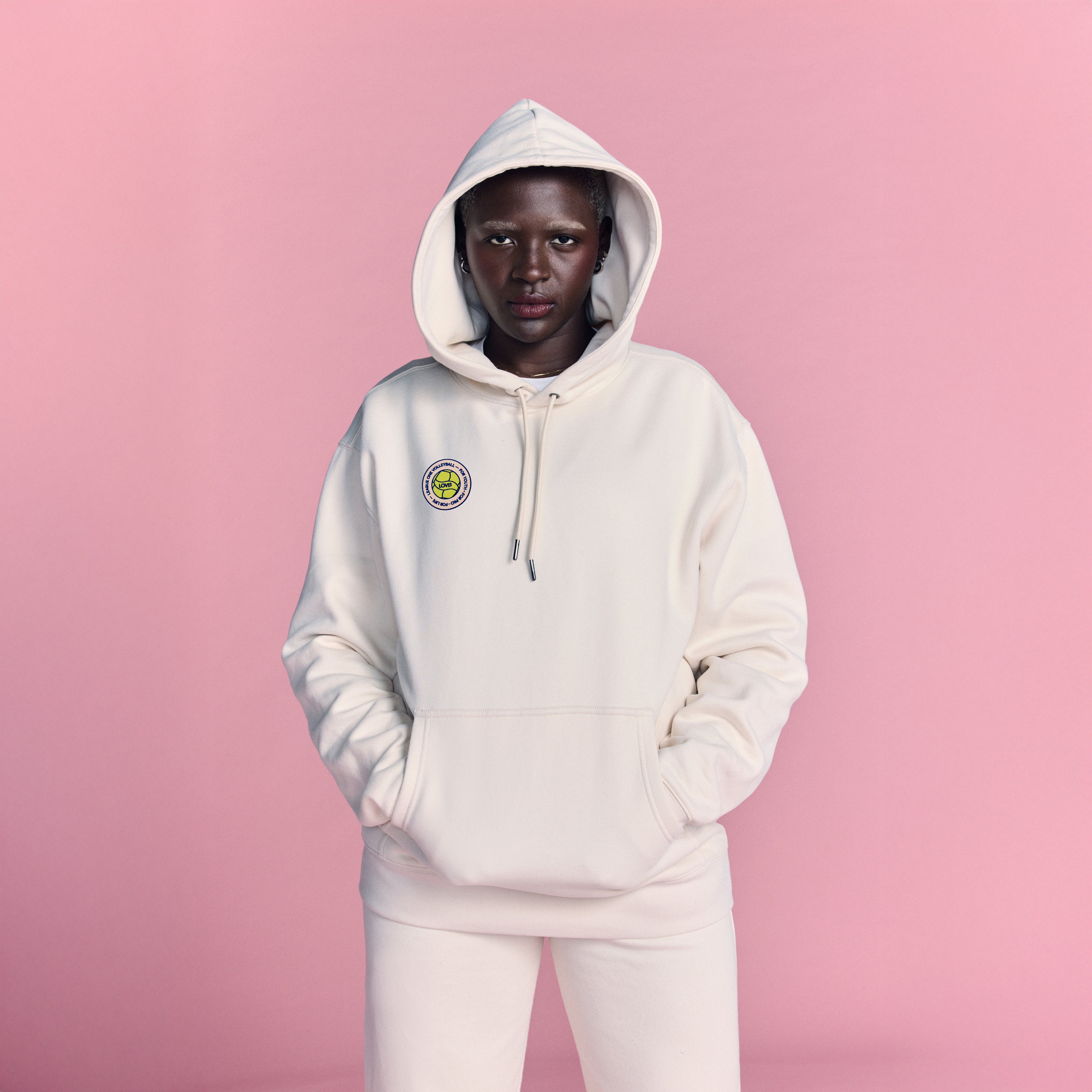 LOVB Volleyball Graphic Bone Hybrid Hoodie