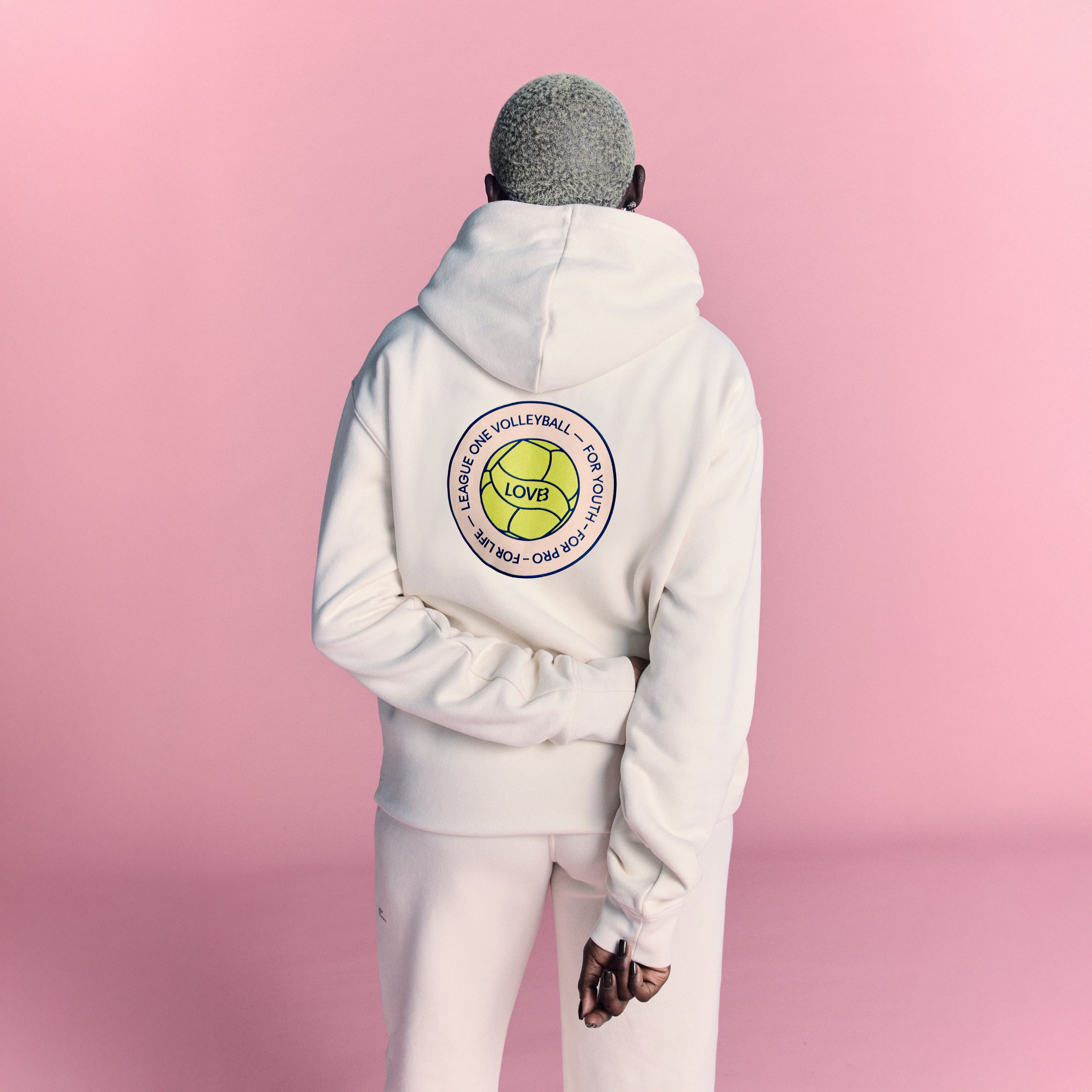 LOVB Volleyball Graphic Bone Hybrid Hoodie