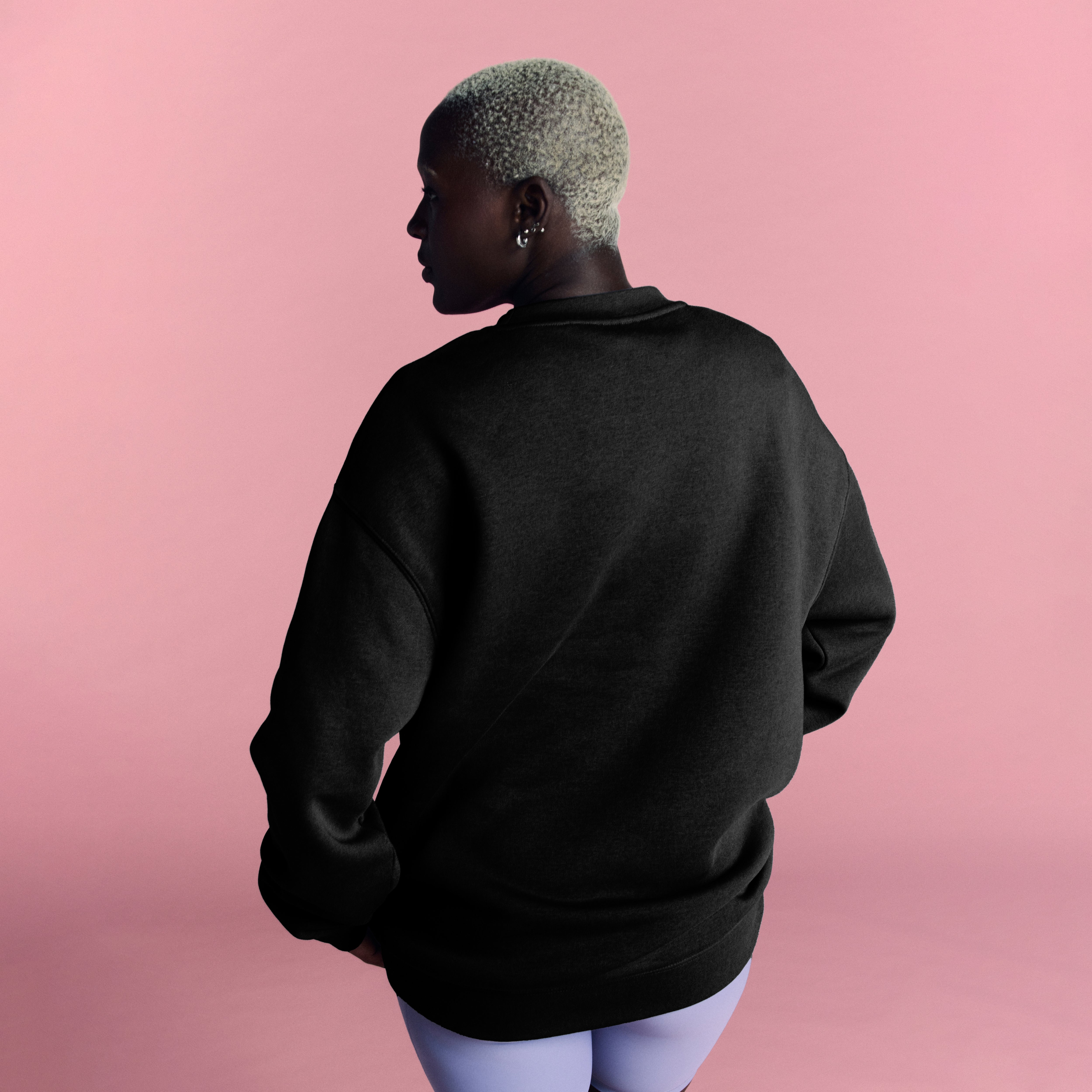 Black Volleyball Hybrid Crewneck