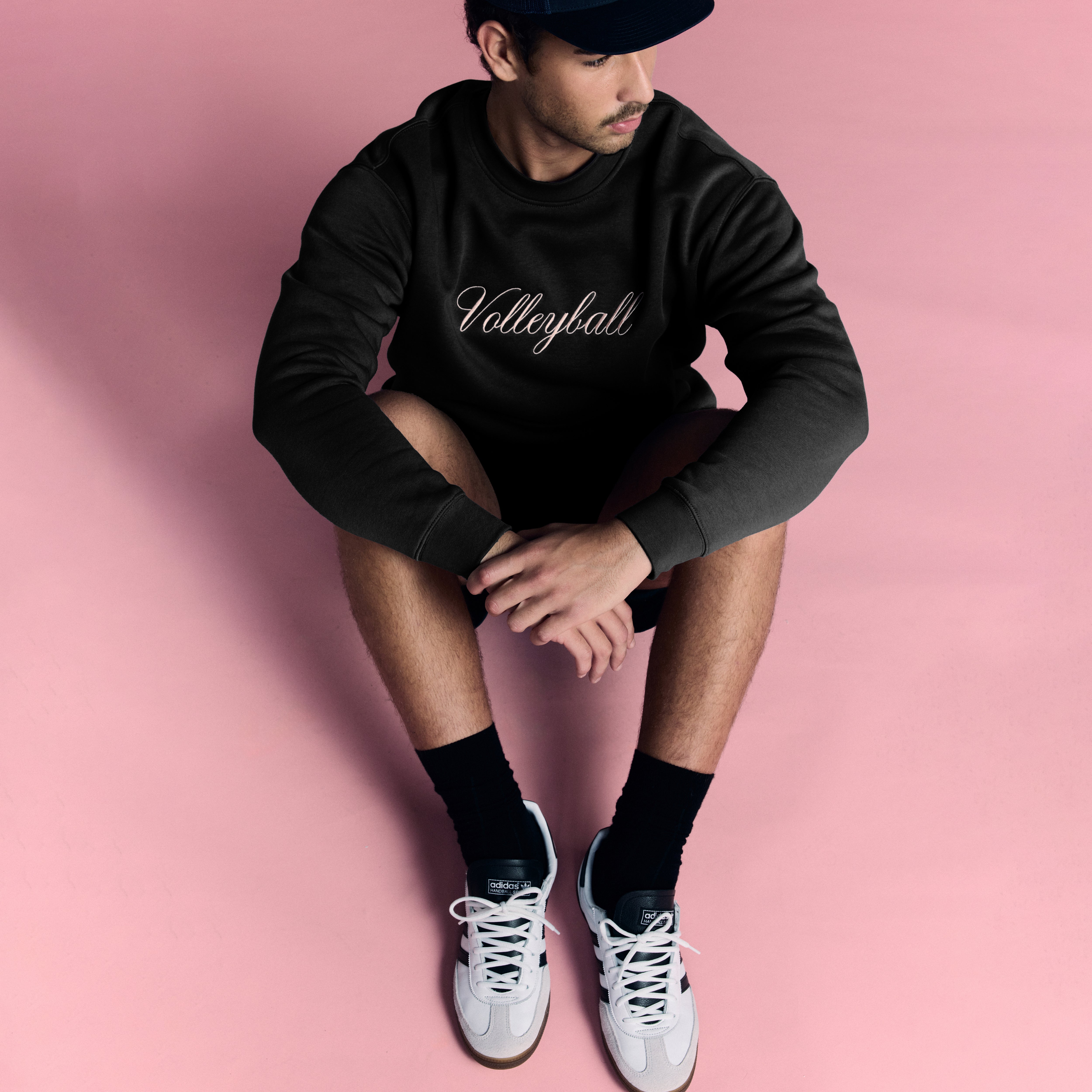 Black Volleyball Hybrid Crewneck