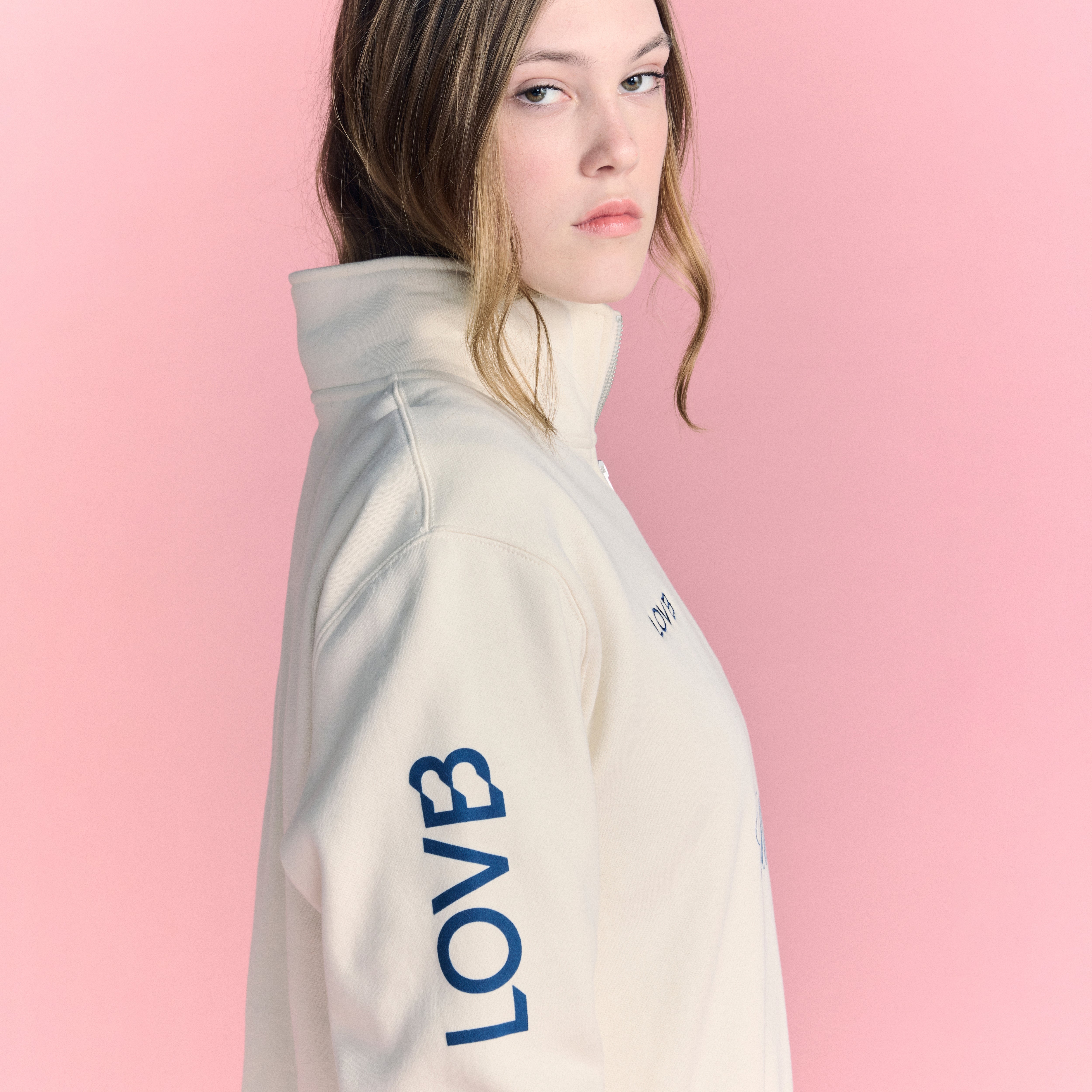 LOVB Volleyball Bone Hybrid Quarter Zip