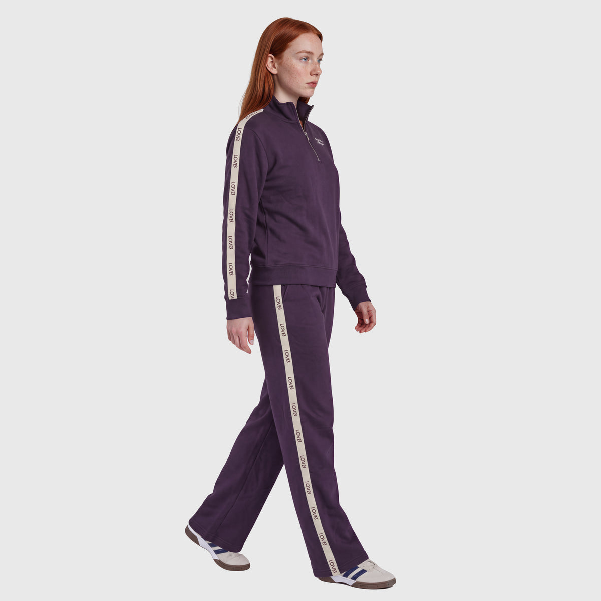 LOVB Varsity Edit Dark Purple Wide Leg Fleece Sweatpants