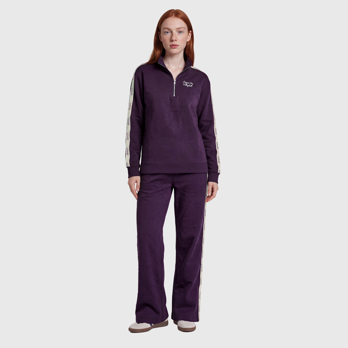 LOVB Varsity Edit Dark Purple Quarter-Zip Fleece Sweatshirt
