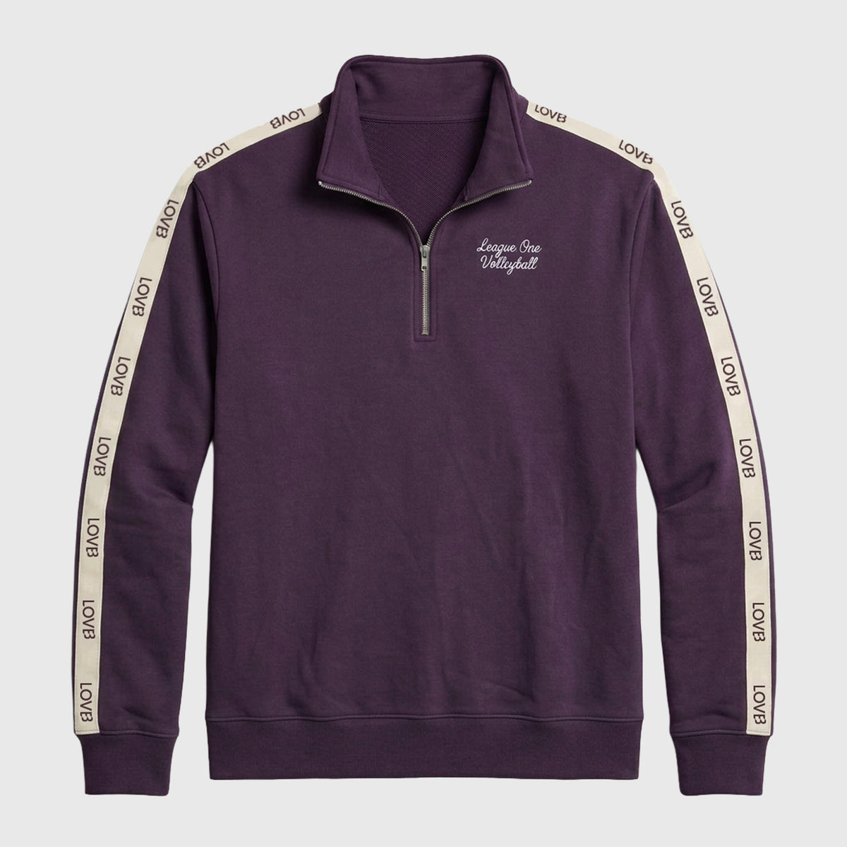 LOVB Varsity Edit Dark Purple Quarter-Zip Fleece Sweatshirt