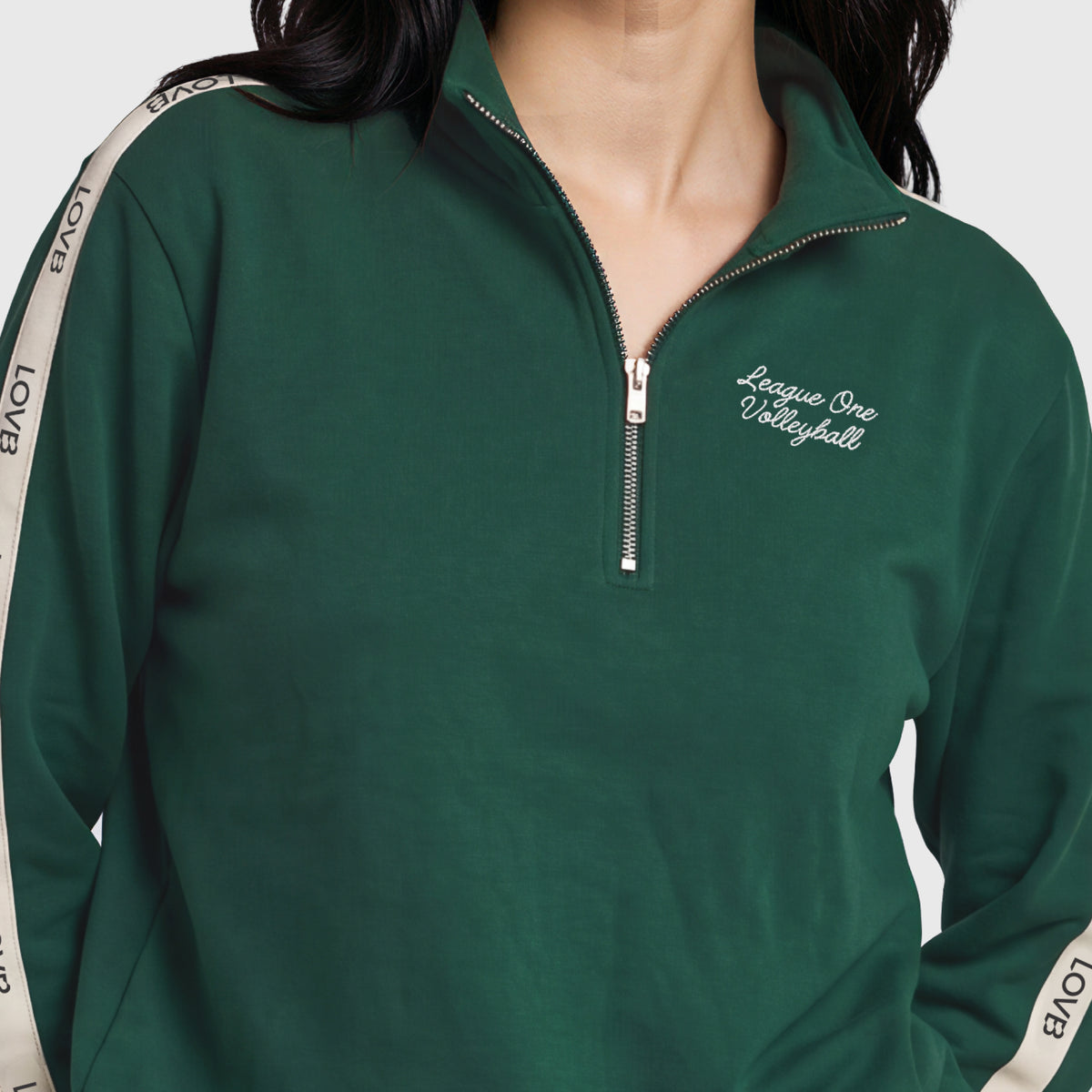 LOVB Varsity Edit Hunter Green Quarter-Zip Fleece Sweatshirt