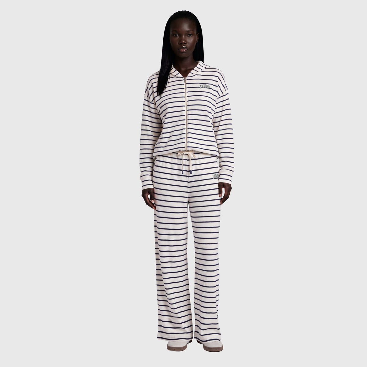 LOVB Varsity Edit Striped Full-Zip Hoodie