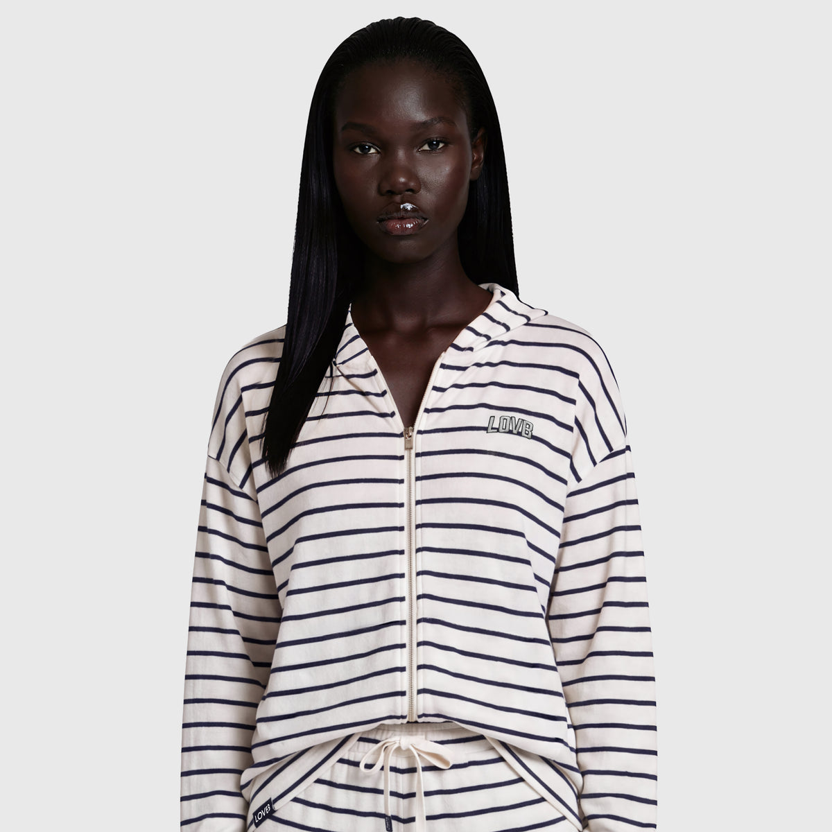 LOVB Varsity Edit Striped Full-Zip Hoodie