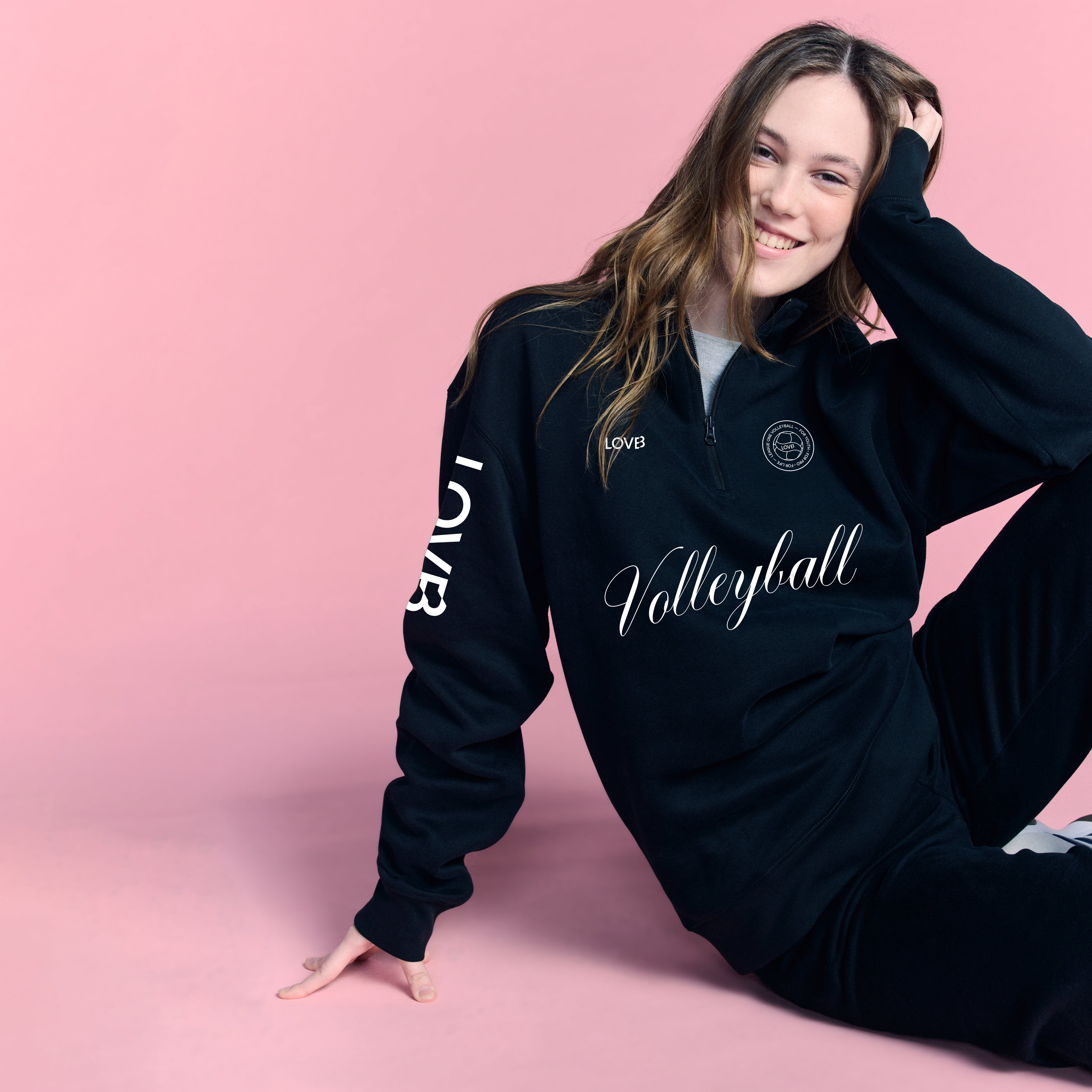 LOVB Volleyball Black Hybrid Quarter Zip