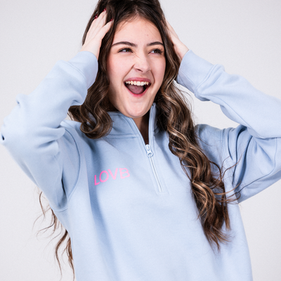 LOVB Sweet Victory Powder Blue Hybrid Quarter Zip