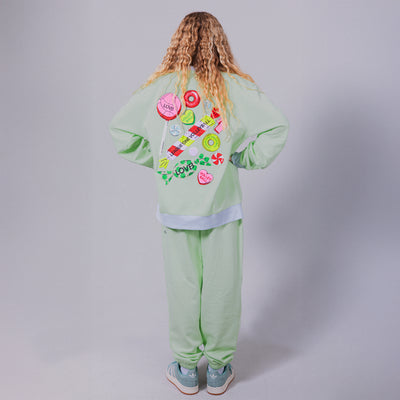 LOVB Candy Court Mint Green Hybrid Crewneck