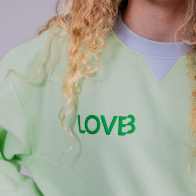 LOVB Candy Court Mint Green Hybrid Crewneck