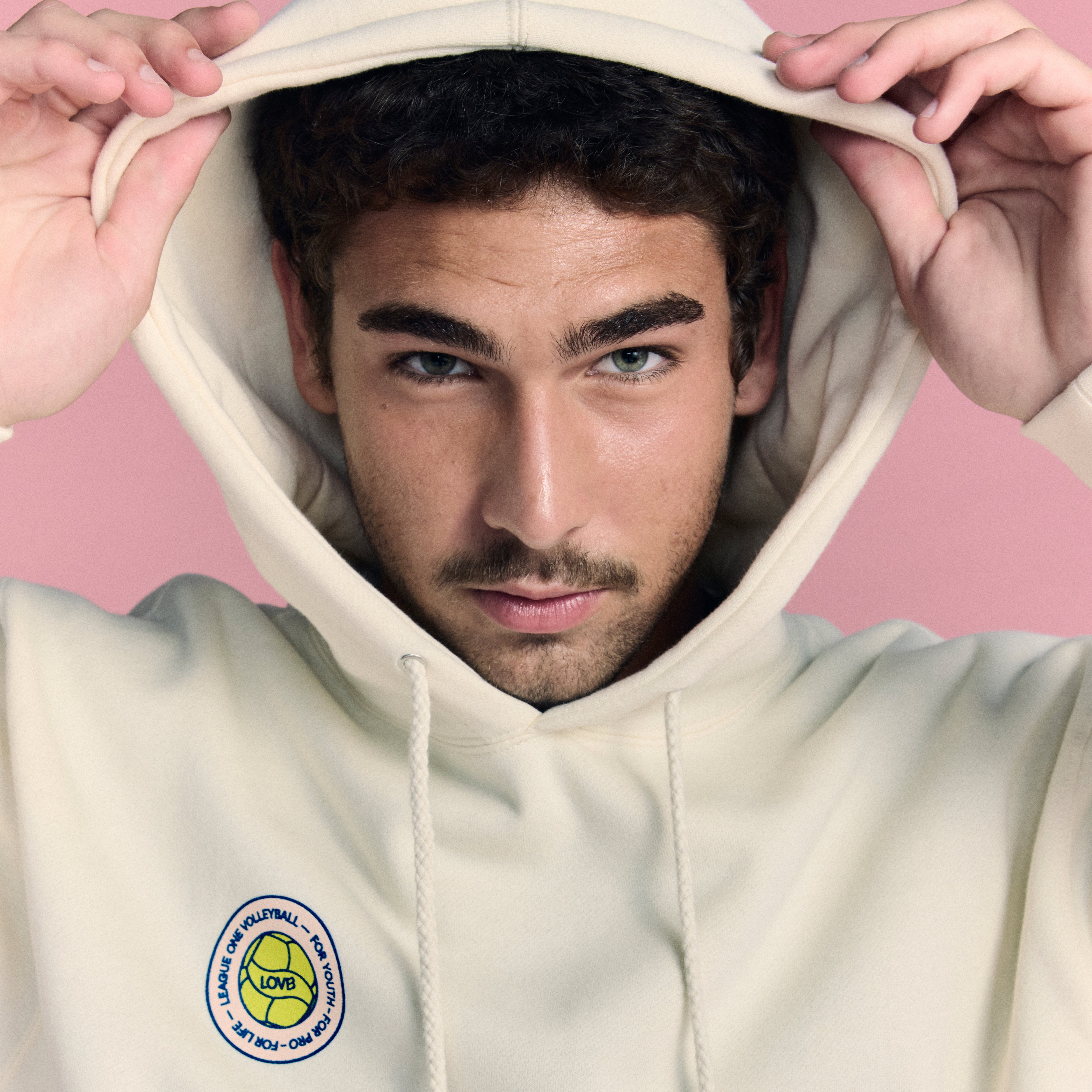 LOVB Volleyball Graphic Bone Hybrid Hoodie