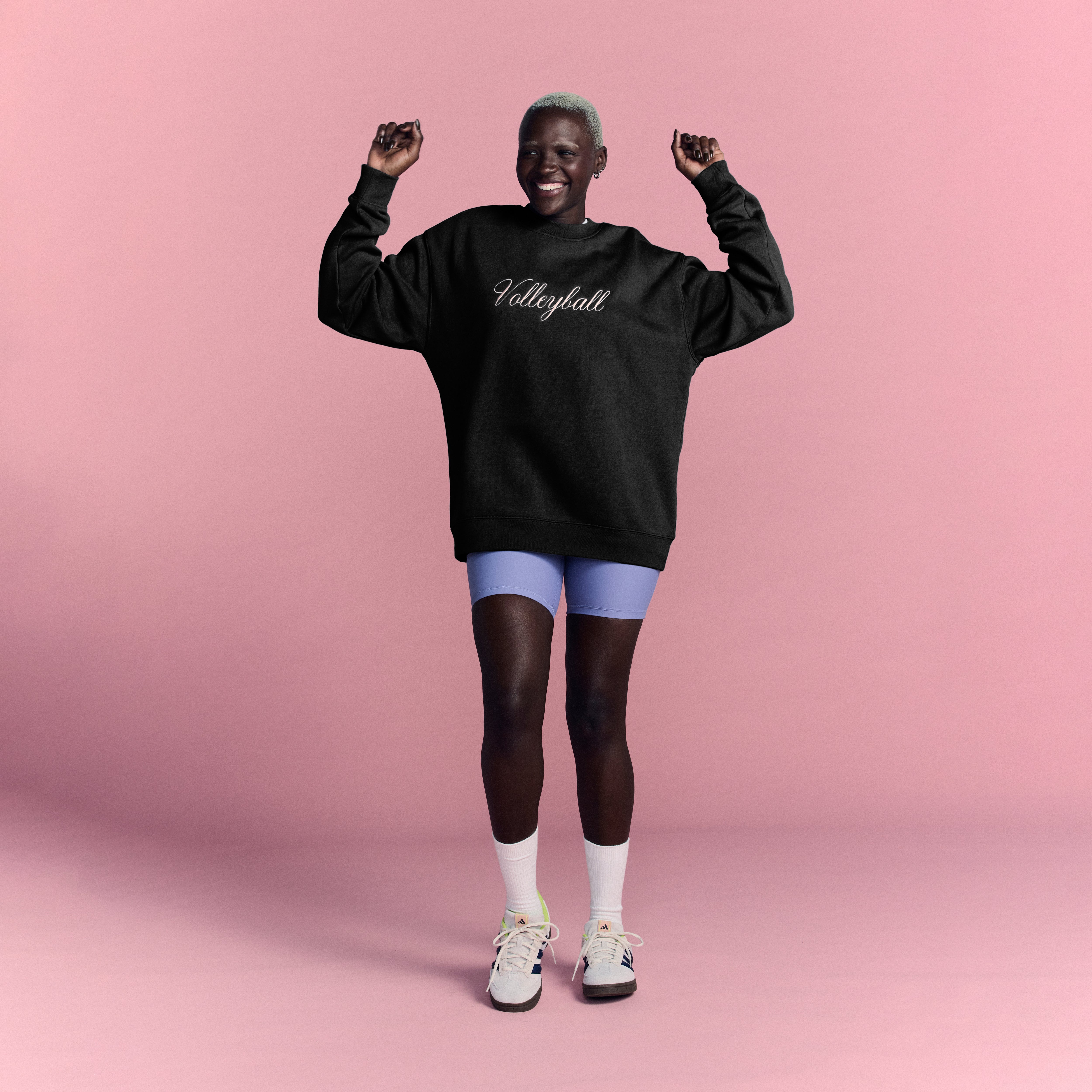 Black Volleyball Hybrid Crewneck