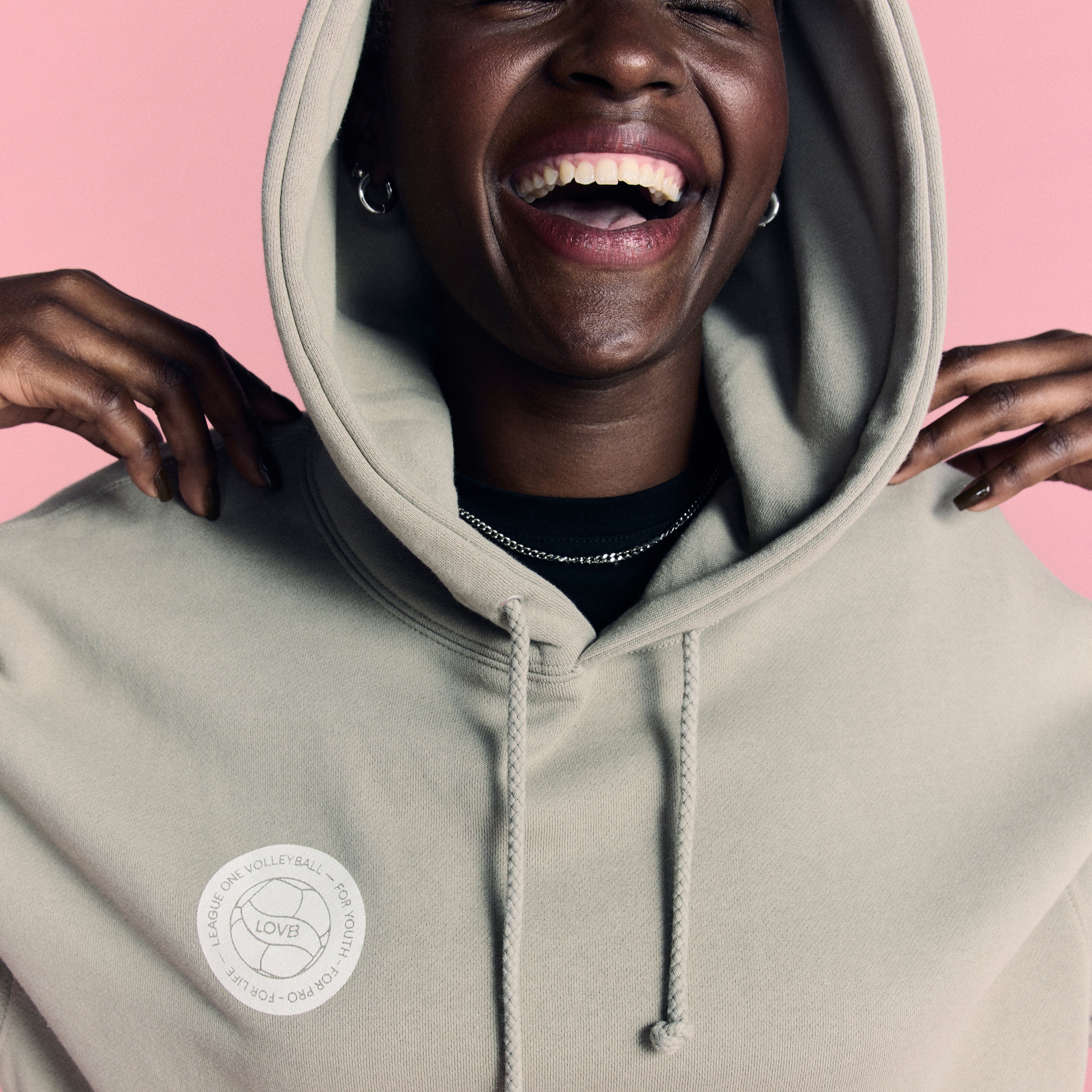 LOVB Volleyball Graphic Cement Hybrid Hoodie