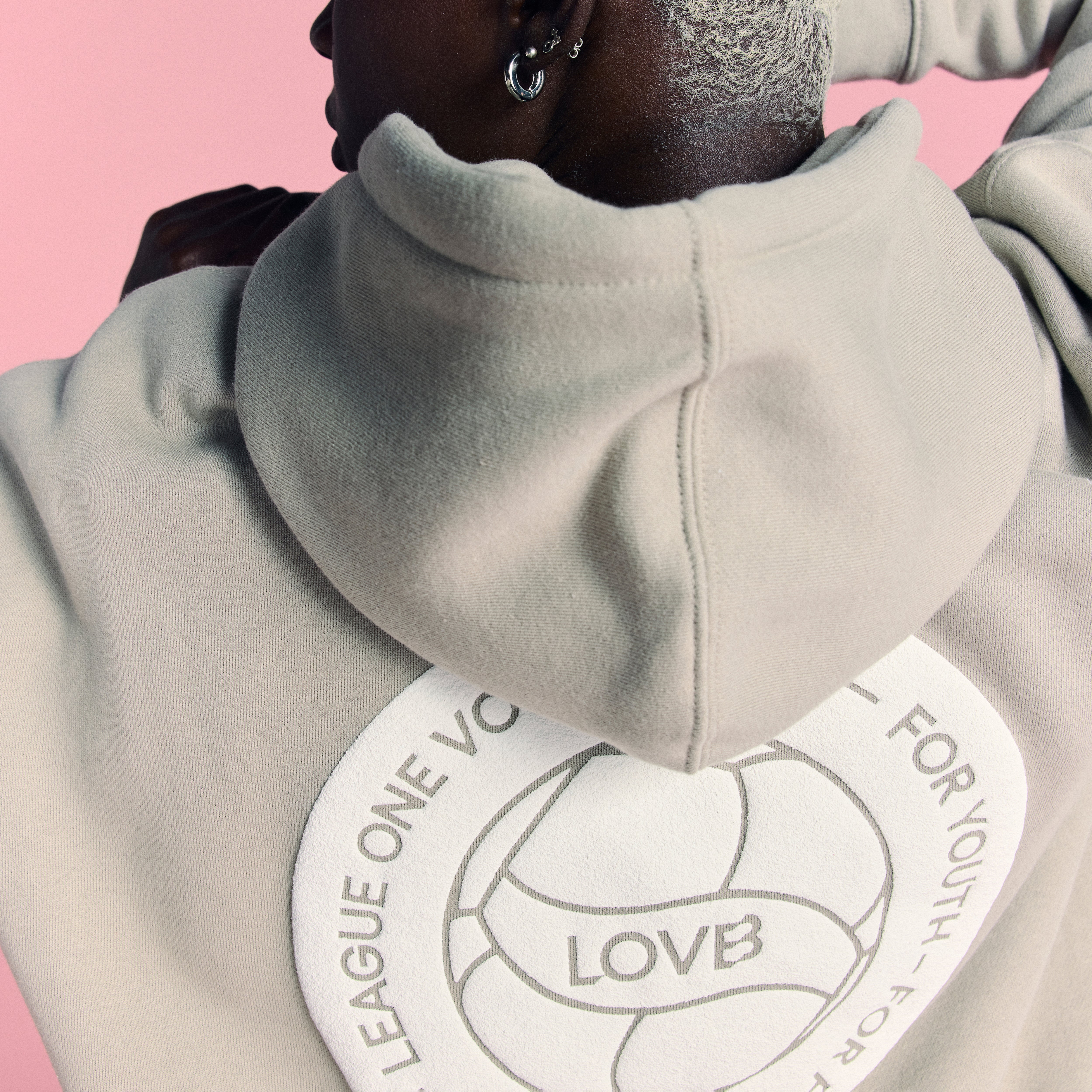 LOVB Volleyball Graphic Cement Hybrid Hoodie