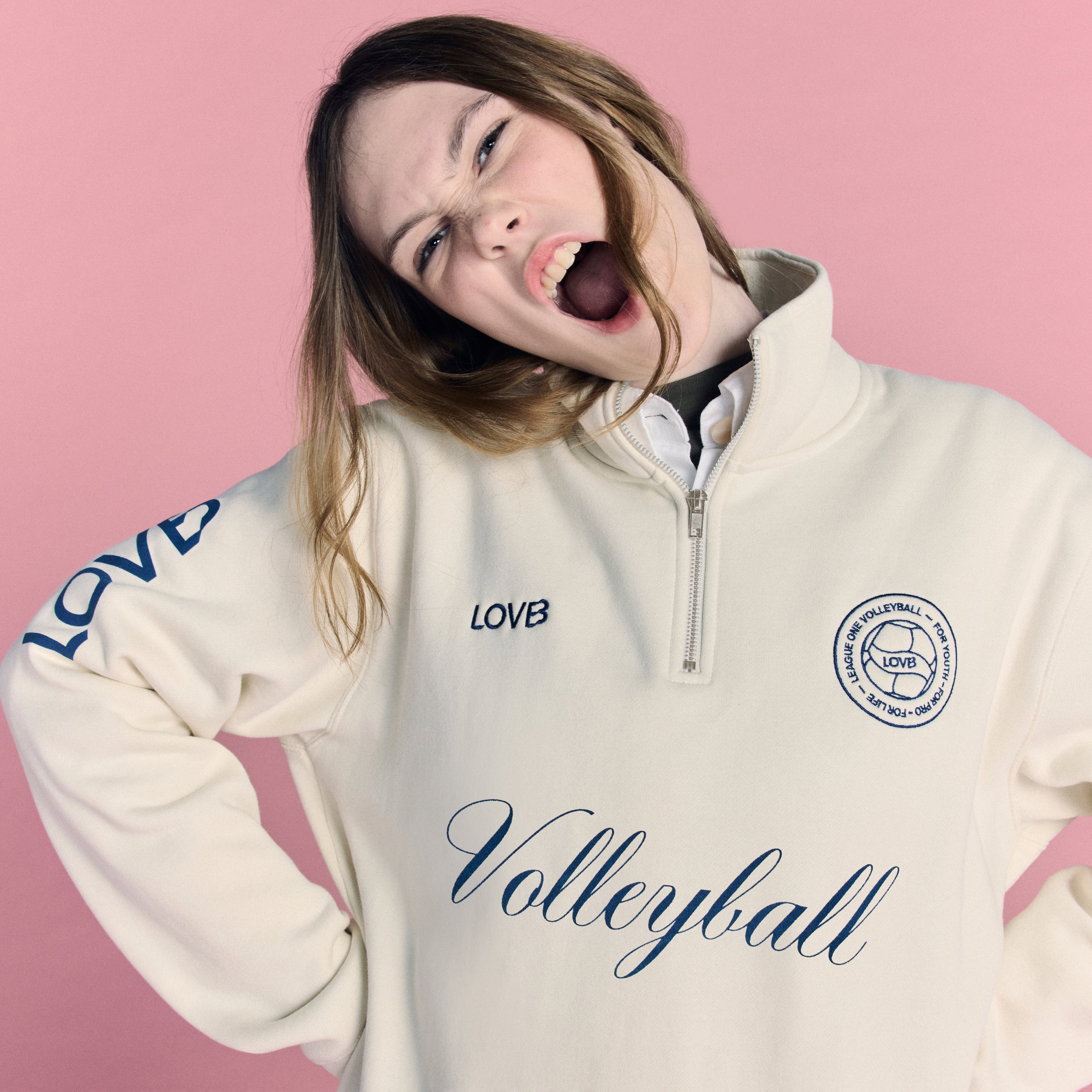 LOVB Volleyball Bone Hybrid Quarter Zip