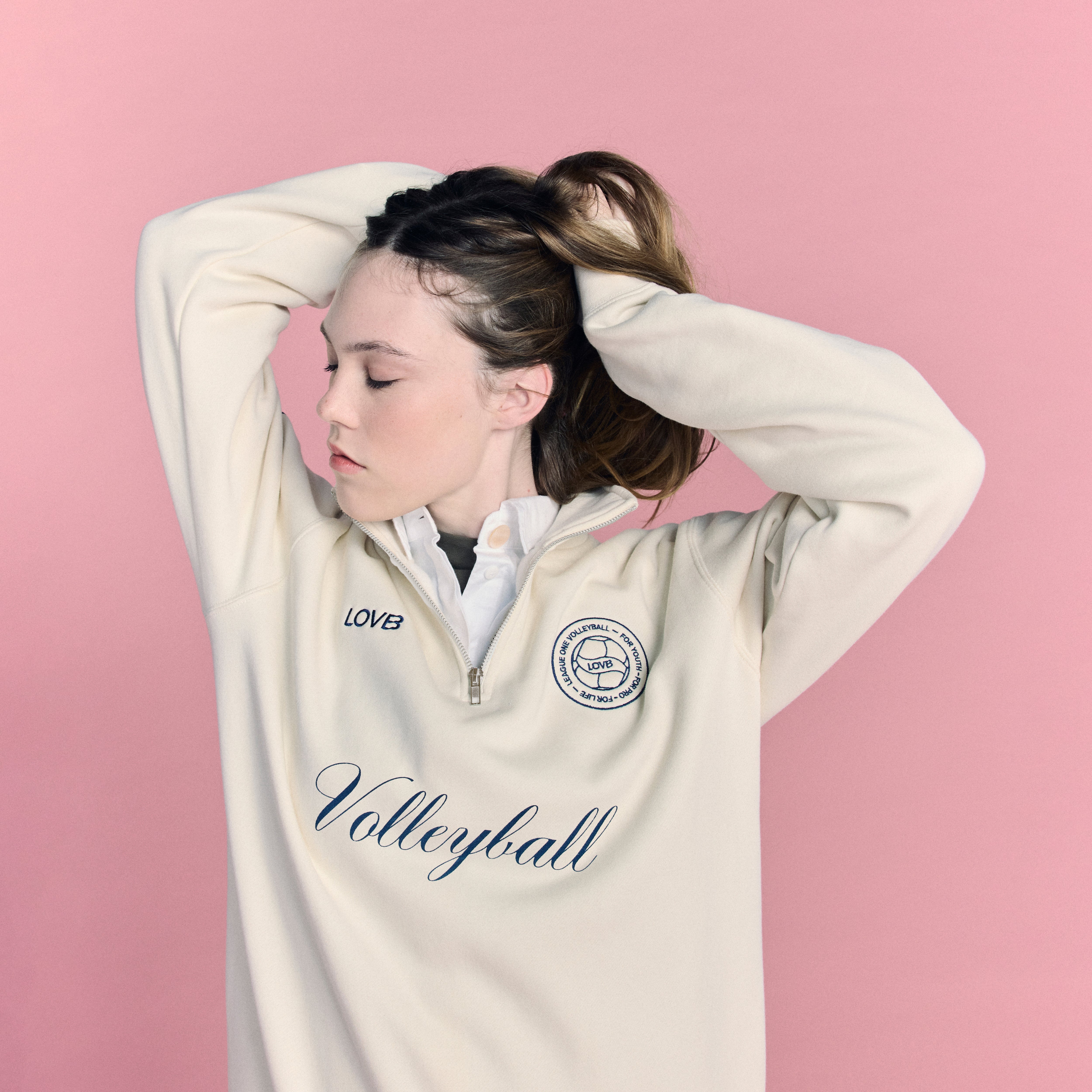 LOVB Volleyball Bone Hybrid Quarter Zip