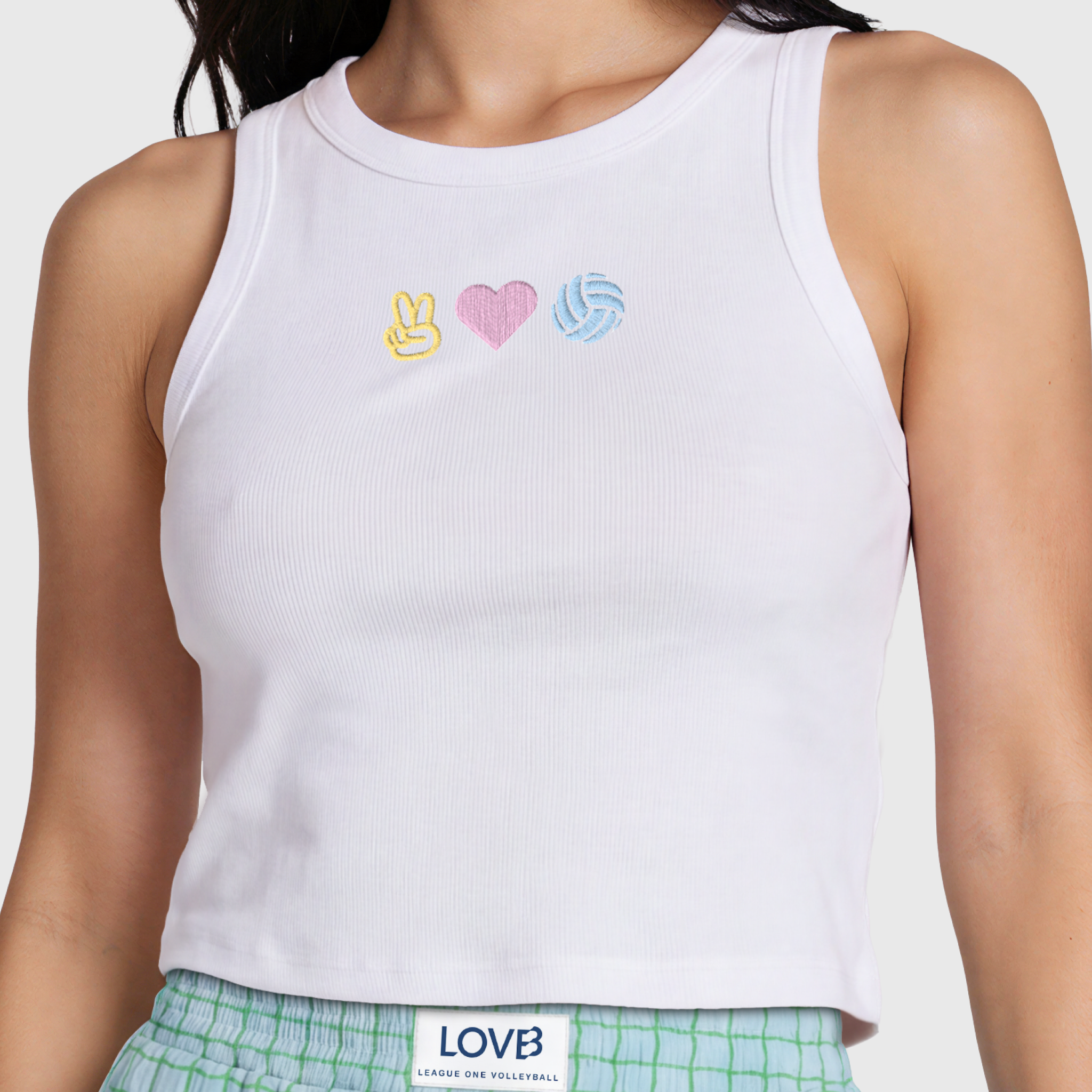 Peace Love Volleyball Ribbed Crop Tank Top