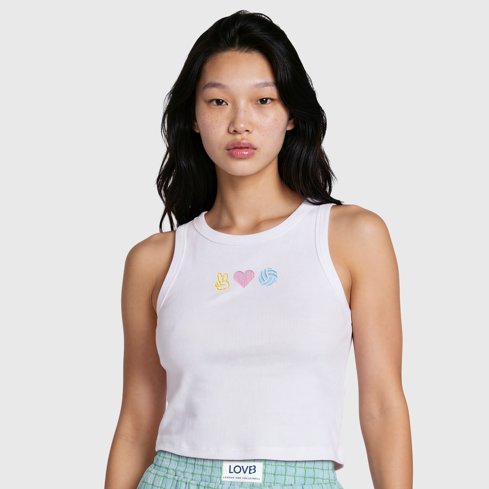 Peace Love Volleyball Ribbed Crop Tank Top