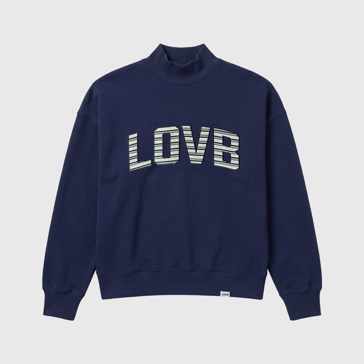 LOVB Varsity Edit Navy Mock Neck Fleece Sweatshirt