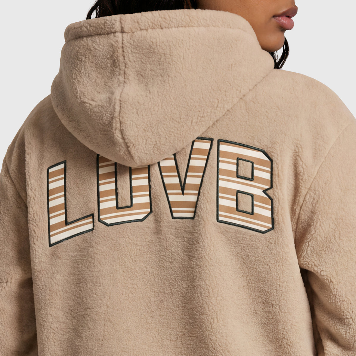 LOVB Varsity Edit Khaki Sherpa Hoodie