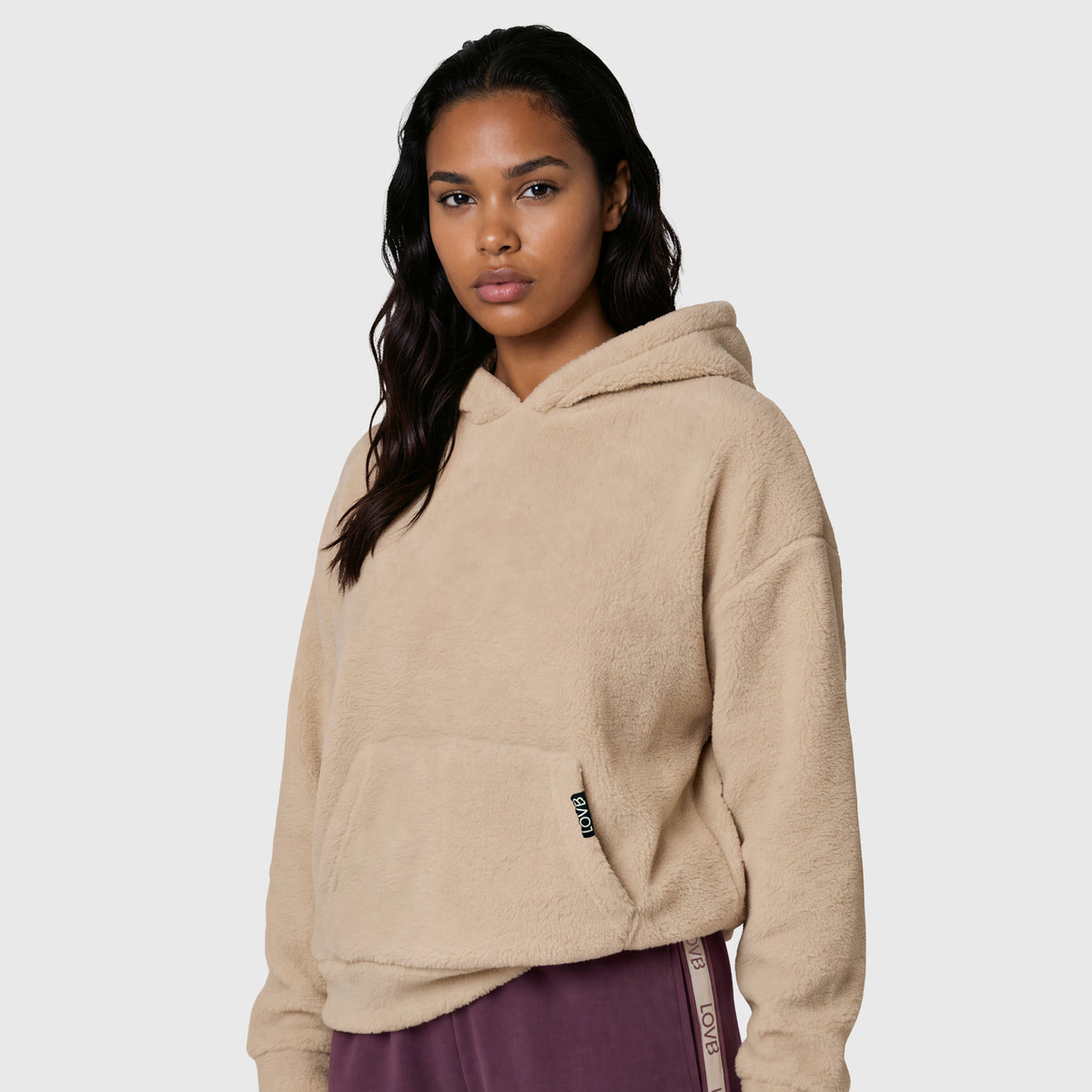 LOVB Varsity Edit Khaki Sherpa Hoodie
