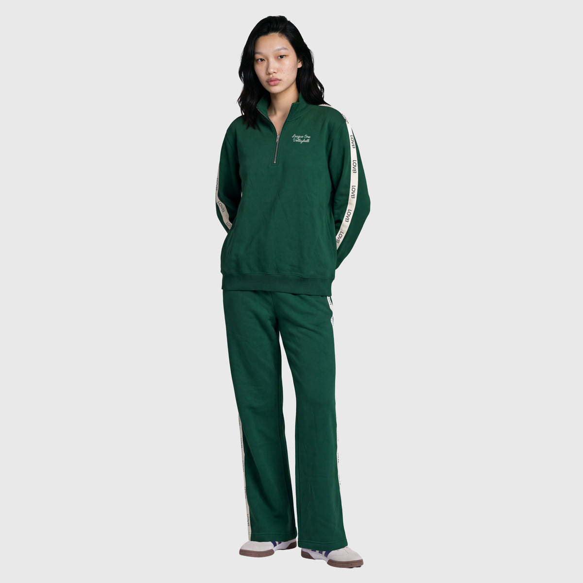 LOVB Varsity Edit Hunter Green Wide Leg Fleece Sweatpants