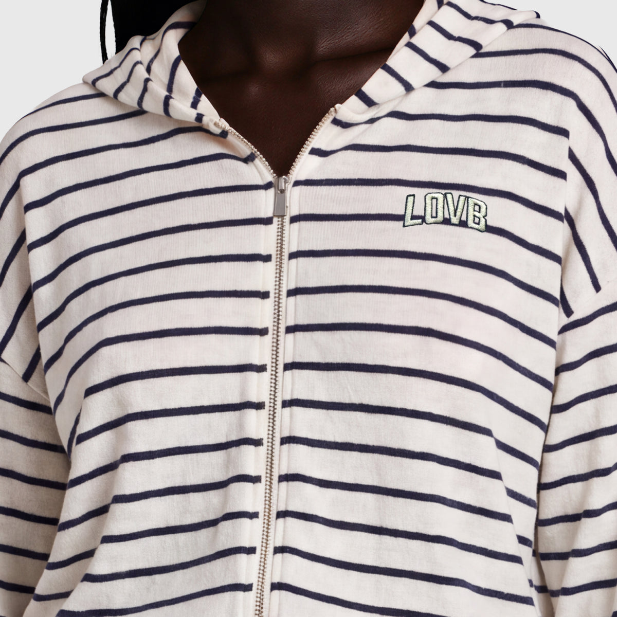 LOVB Varsity Edit Striped Full-Zip Hoodie
